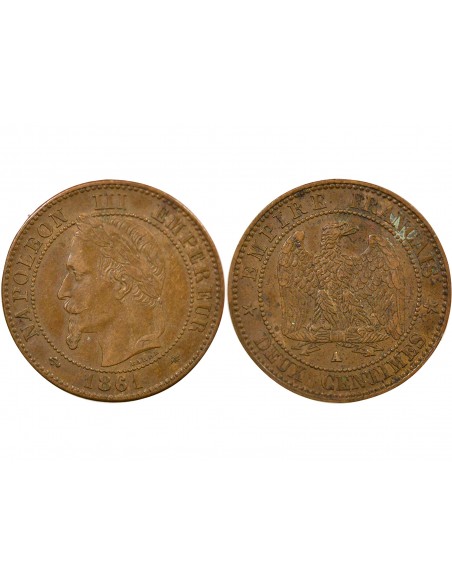 Napoléon III 2 Centimes Bronze 1861 A Paris