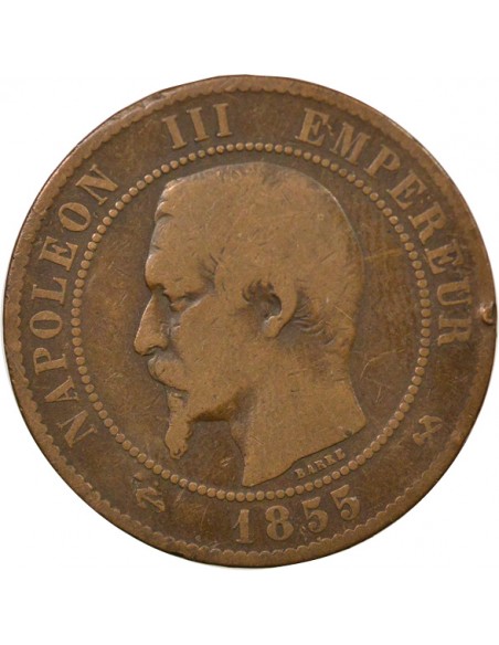 Napoléon III 10 Centimes Bronze 1855 B Rouen