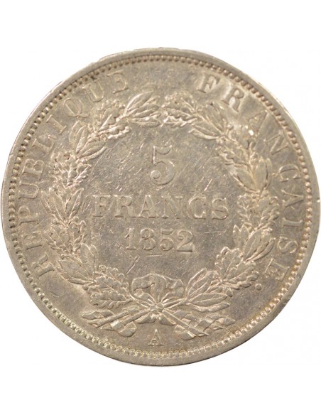 Bonaparte Charles Louis Napoléon (Napoléon III) 5 francs Argent 1852 A Paris