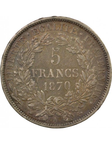 5 Francs Argent 1870 A Paris