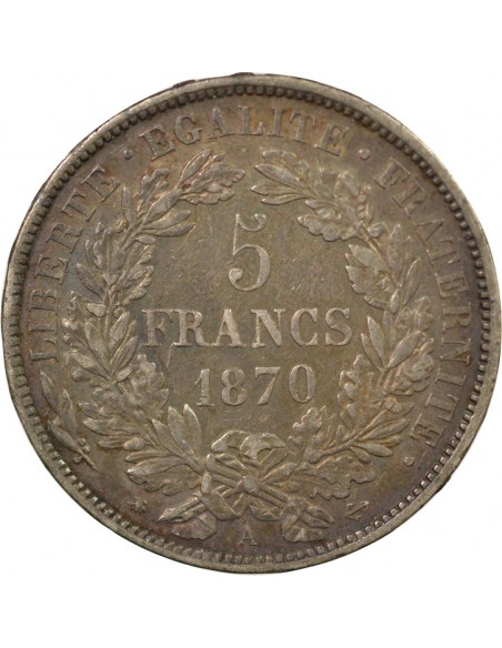 5 Francs Argent 1870 A Paris