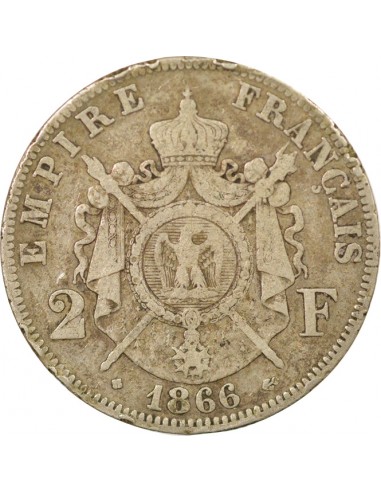Napoléon III 2 francs Argent 1866 BB Strasbourg