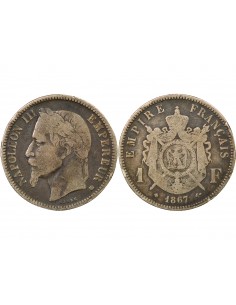Napoléon III 1 franc Argent 1867 BB Strasbourg