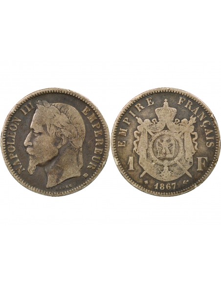 Napoléon III 1 franc Argent 1867 BB Strasbourg