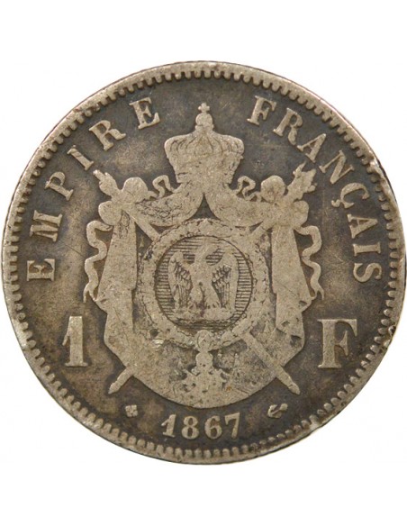 Napoléon III 1 franc Argent 1867 BB Strasbourg