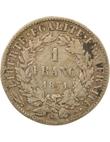 Céres - Demeter 2 Francs Argent 1871 K Bordeaux