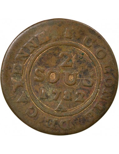 Guyane Française Louis XVI Type 2 2 sous Billon 1782 A - Paris
