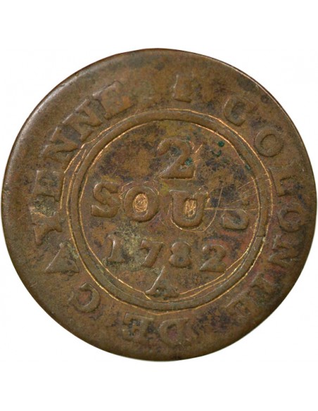 Guyane Française Louis XVI Type 2 2 sous Billon 1782 A - Paris