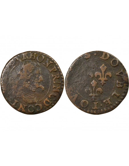 François de Bourbon-Conti Type 8 1 double tournois Cuivre 1605-1614