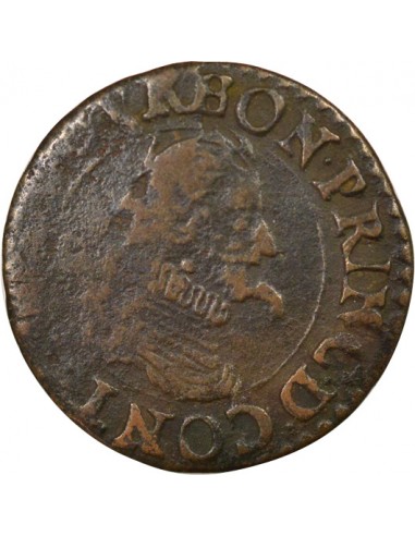 François de Bourbon-Conti Type 8 1 double tournois Cuivre 1605-1614