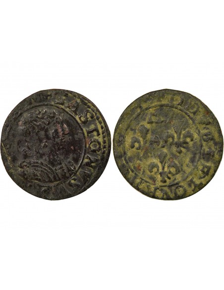 Gaston d'Orléans Type 12 1 double tournois Cuivre 1639-1640 Trévoux