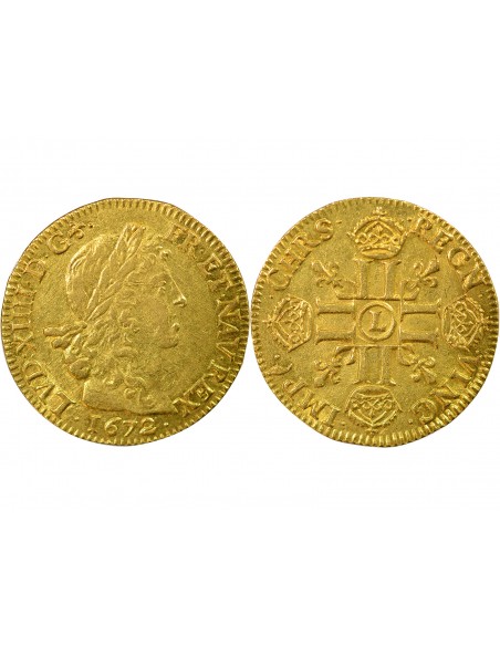 Louis XIV Aux Huit L 1 louis d'or Or 1672 L Bayonne