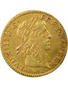 Louis XIII A la Mèche Longue 1/2 louis d'or Or 1642 A - Paris 2