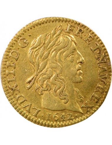 Louis XIII A la Mèche Longue 1/2 louis d'or Or 1642 A - Paris