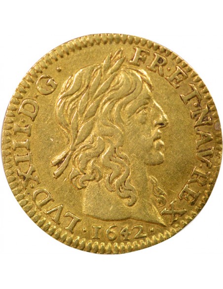 Louis XIII A la Mèche Longue 1/2 louis d'or Or 1642 A - Paris