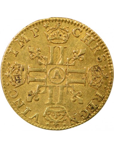 Louis XIII A la Mèche Longue 1/2 louis d'or Or 1642 A - Paris