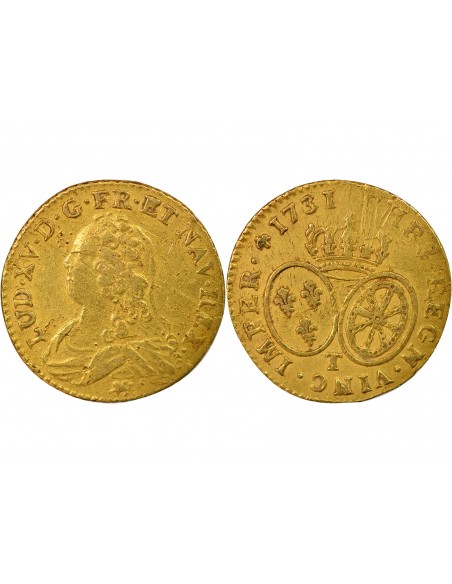 Louis XV Au Buste Habillé 1 louis d'or Or 1731 T Nantes