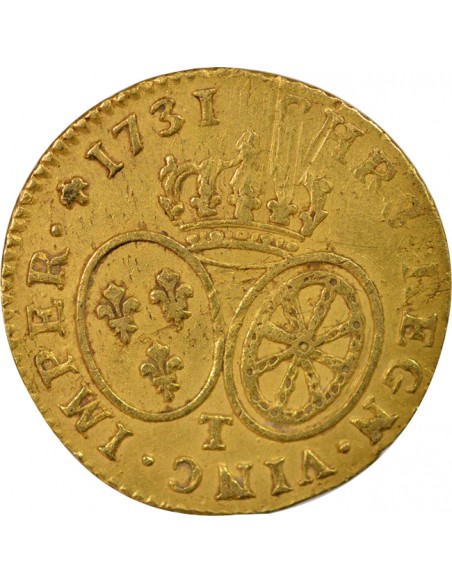 Louis XV Au Buste Habillé 1 louis d'or Or 1731 T Nantes