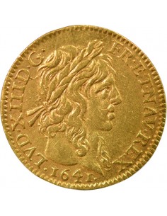 Louis XIII A la Mèche Longue 1/2 louis d'or Or 1641 A - Paris 2
