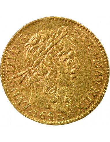 Louis XIII A la Mèche Longue 1/2 louis d'or Or 1641 A - Paris