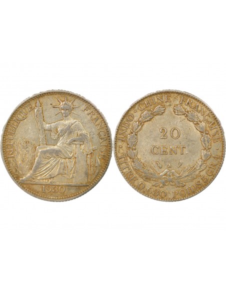 Indo-Chine Fr. 20 centimes Argent 1930 A - Paris