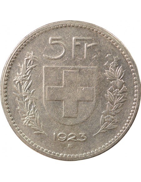 Suisse Tête de Berger 5 francs Argent 1923 Berne
