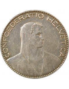 Suisse Tête de Berger 5 francs Argent 1922 Berne 2