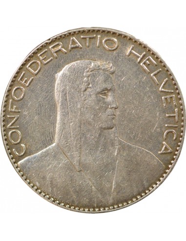 Suisse Tête de Berger 5 francs Argent 1922 Berne