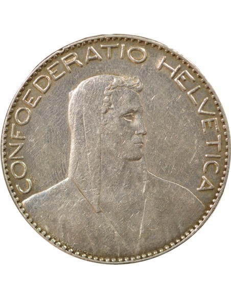 Suisse Tête de Berger 5 francs Argent 1922 Berne