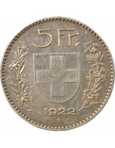 Suisse Tête de Berger 5 francs Argent 1922 Berne