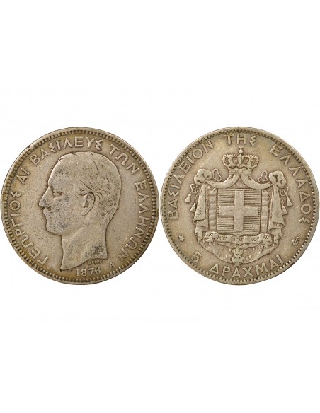 Grèce George I de Grèce 5 drachmai Argent 1876 A - Paris