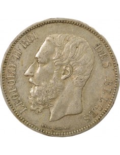 Belgique Léopold II 5 francs Argent 1873 B. Bruxelles 2