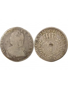 Louis XV aux Rameaux d'Olivier 1/2 ecu Argent 1729 C Caen