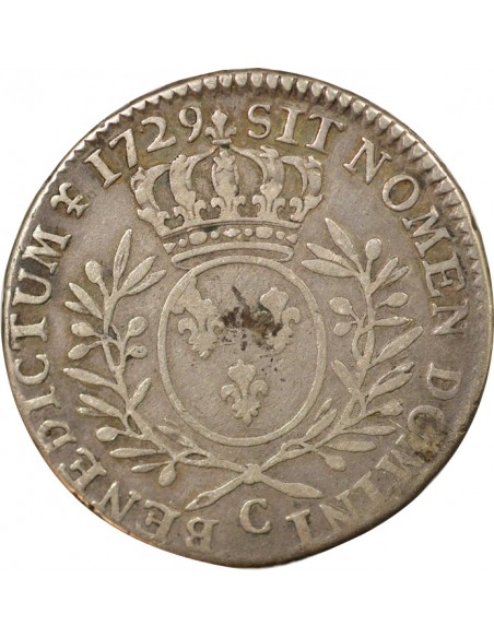 Louis XV aux Rameaux d'Olivier 1/2 ecu Argent 1729 C Caen