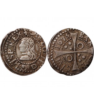 ESPAGNE, CHARLES II - REAL ARGENT 1675 BARCELONE 2
