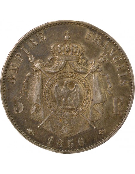 Napoléon III Tête nue 5 francs Argent 1856 A - Paris