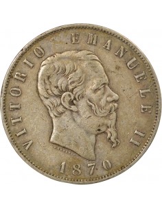 Italie Victor Emmanuel II 5 lire Argent 1870 M Milan 2
