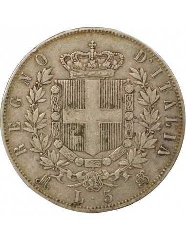 Italie Victor Emmanuel II 5 lire Argent 1870 M Milan