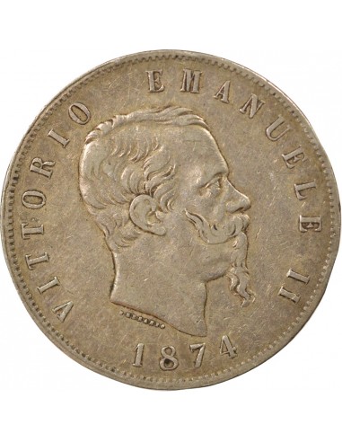 Italie Victor Emmanuel II 5 lire Argent 1874 M Milan