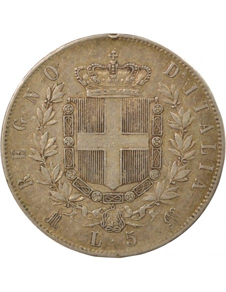 Italie Victor Emmanuel II 5 lire Argent 1874 M Milan