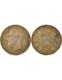 Belgique Léopold II 5 francs Argent 1871 B. Bruxelles