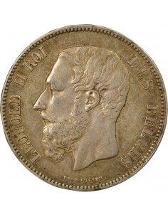 Belgique Léopold II 5 francs Argent 1871 B. Bruxelles 2