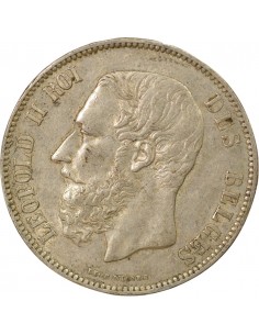 Belgique Léopold II 5 francs Argent 1871 B. Bruxelles 2