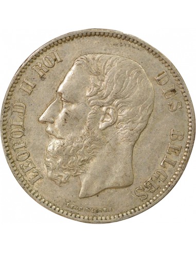Belgique Léopold II 5 francs Argent 1871 B. Bruxelles