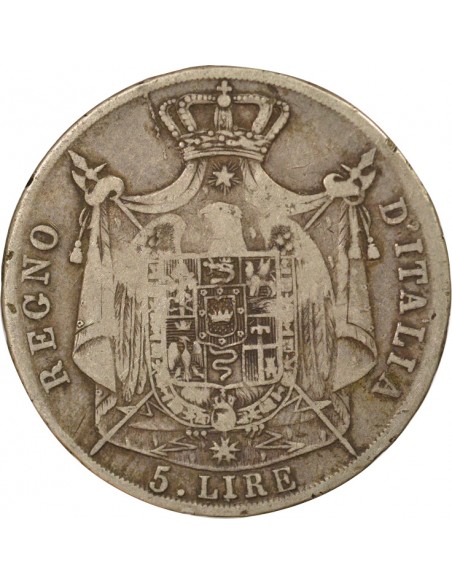 Roi d'Italie 5 lire Argent 1810 M Milan