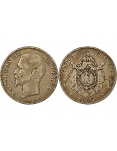 Napoléon III Tête nue 5 francs Argent 1856 A - Paris