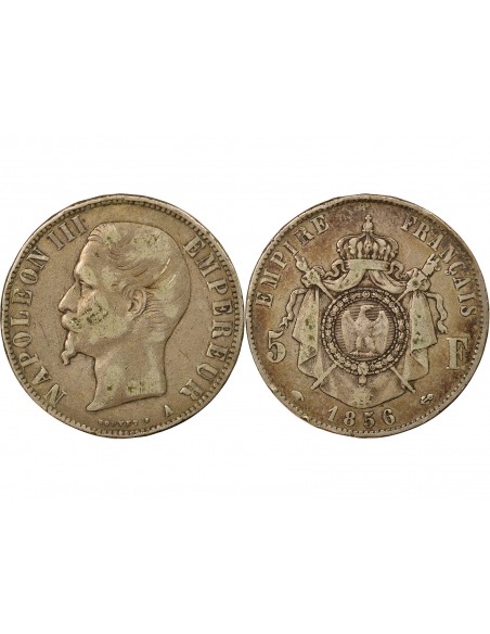 Napoléon III Tête nue 5 francs Argent 1856 A - Paris