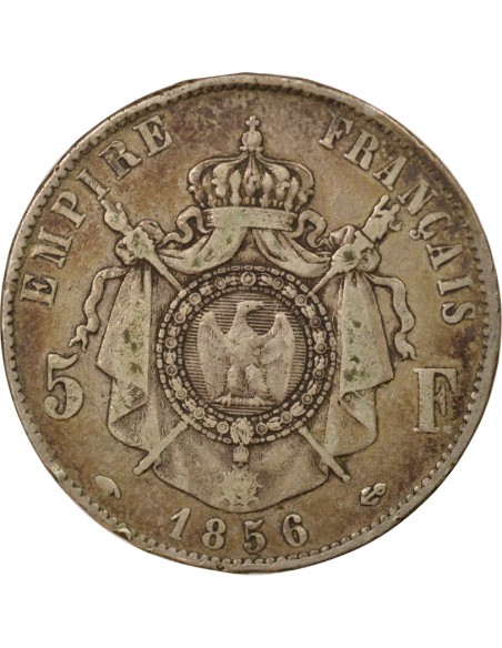 Napoléon III Tête nue 5 francs Argent 1856 A - Paris