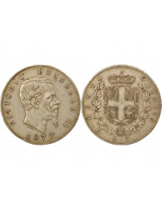 Italie Victor Emmanuel II 5 lire Argent 1877 R Rome