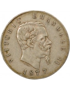 Italie Victor Emmanuel II 5 lire Argent 1877 R Rome 2
